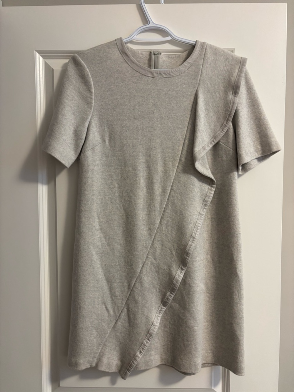 St. John Knit Crewneck Dress with Leather Trim